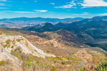 Wall Mural - Panoramic view of the Hierve el agua petrificated waterfalls in Oaxaca