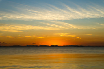 Canvas Print - Sunset sky with beautiful cloud in golden time.