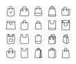 Shopping bag line icons set.