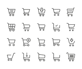 Canvas Print - Shopping cart line icons set.