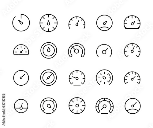 Fotografía Stroke line icons set of speedometer.
