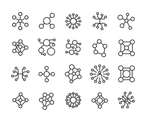 Sticker - Vector line icons collection of connection.