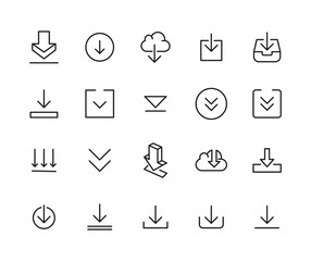 Poster - Stroke line icons set of download.