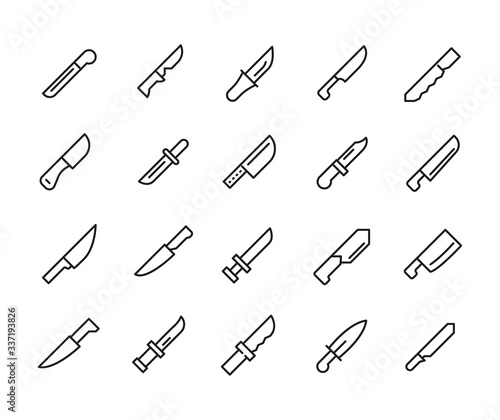 Fotomural Simple set of knife icons in trendy line style.