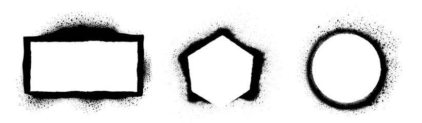 Wall Mural - collection of black paint. spray paint elements, vector brush stroke, black splashes set, black grun