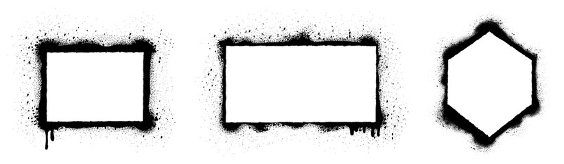 Wall Mural - collection of black paint. spray paint elements, vector brush stroke, black splashes set, black grun