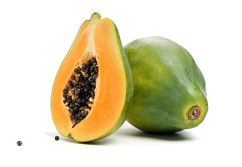 Wall Mural - Papaya fruit isolated on a white background