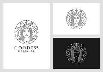 goddess logo design in line art style