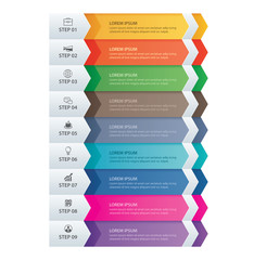 Canvas Print - 9 data infographics tab paper arrow template. vector illustration abstract background. can be used f