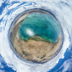 Poster - little planet image of beautiful plateau lake