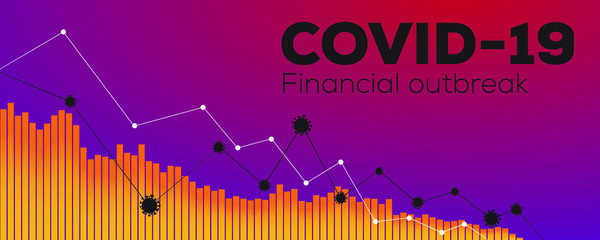 Coronavirus concept stock market chart bars. Covid-19 financial outbreak vector background illustration.