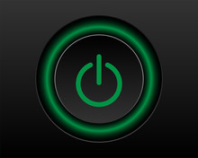 Green Power Icon Vector Illustration Isolated On Black Background. 3D EPS10