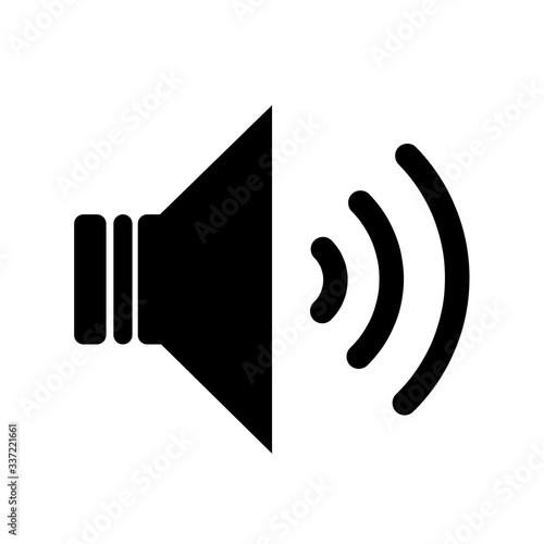 Fotografía Black audio speaker volume or music speaker volume on line art icon isolated on white backgeound for apps and websites