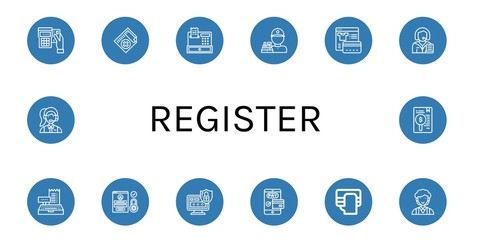 Canvas Print - register simple icons set