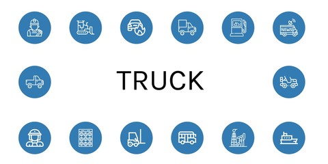 Sticker - truck simple icons set