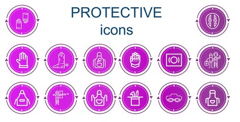 Editable 14 protective icons for web and mobile