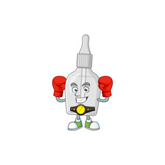 Sticker - A sporty bottle with pipette boxing athlete cartoon mascot design style