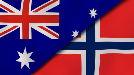 The flags of Australia and Norway. News, reportage, business background. 3d illustration