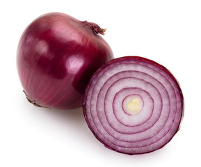 Wall Mural - Fresh red onion on white background