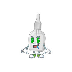 Poster - mascot character style of rich bottle with pipette with money eyes