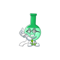 Canvas Print - mascot cartoon concept of green chemical bottle with menu list