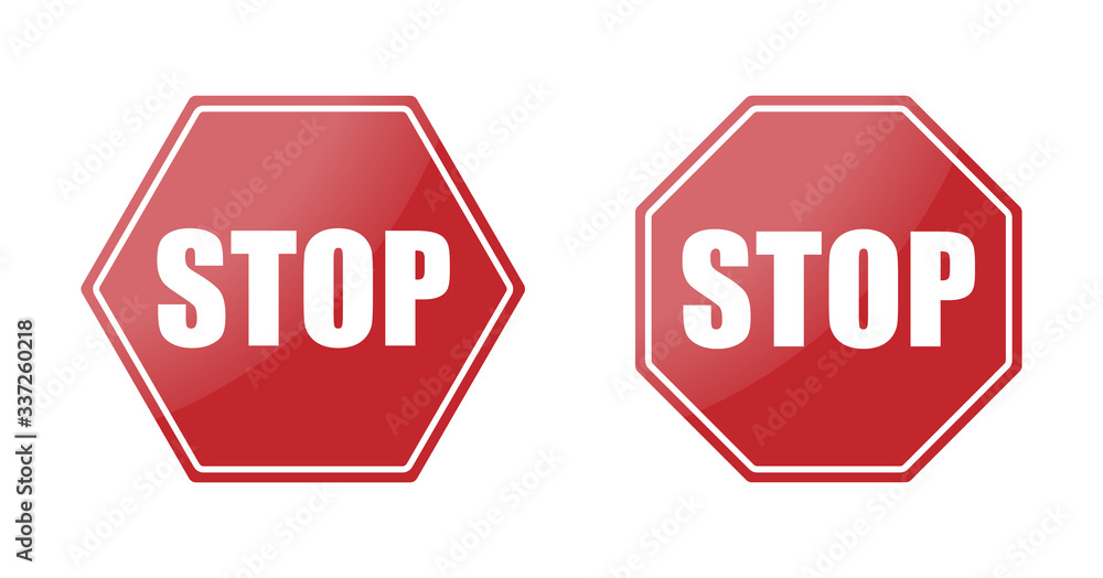 stop sign vector illustration. traffic signs in glossy style effect ...