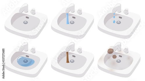 洗面台イラスト 故障セット Vector De Stock Adobe Stock