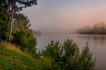  Misty River Sunrise Panorama