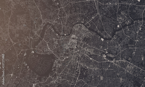 Cuadros en Lienzo Bangkok, Thailand city map 3D Rendering. Aerial satellite view.