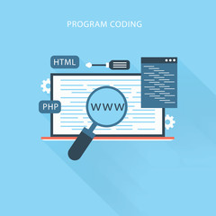 programming and coding icon - website development on laptop screen