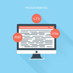 Programming and coding icon - website development on computer screen