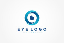 Abstract Eye Logo Letter S. Blue Circle Camera Icon. Usable For Business And Technology Logos. Flat Vector Logo Design Template Element.