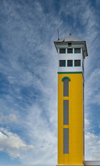 Sticker - Yellow and white tower in Nassau, Bahamas