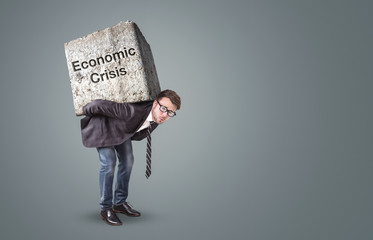 Wall Mural - Man burdened by Economy Crisis