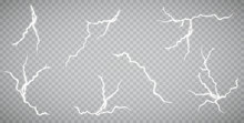 Set Of Lightnings. Thunder-storm And Lightnings. Magic And Bright Lighting Effects. Vector Illustration