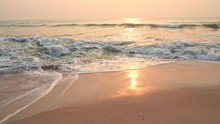 Soothing Waves Of Hua Hin Beach Thailand At Sunset In Slow Motion 
