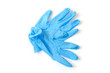 © Olena - A pair of thin blue medical latex gloves Disposable rubber medical gloves. Protective subjects. Remedies.