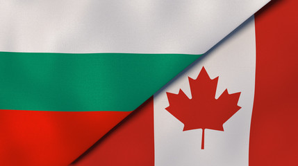 The flags of Bulgaria and Canada. News, reportage, business background. 3d illustration