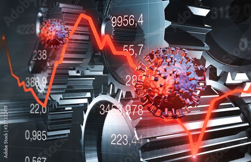 Fotomural Wirtschaftskrise - Virus - Rezession