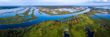 Aerial View Of The River Of Kama And Its Wetlands. Russia