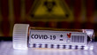 A closer look of the test kit with Covid-19 positive mark for coronavirus