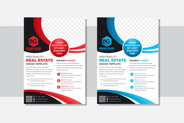 Wall Mural - flyer design of real estate concept. corporate business report cover, brochure. leaflet presentation