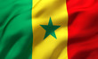 Flag of Senegal blowing in the wind. Full page Senegalese flying flag. 3D illustration.