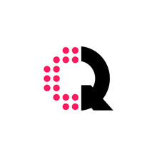 Red Dots Geometric Vector Logo Letter Q
