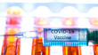 The Covid-19 vaccine sign for coronavirus on the small syringe