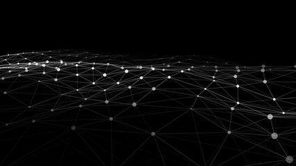 Network connection structure. Big data digital dark background. Science background with connected dots and lines.
