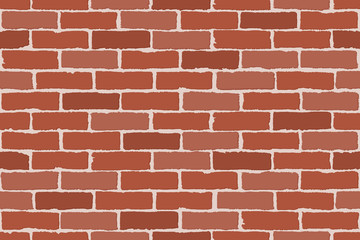 seamless flat design illustration of brick wall. red pattern with shadows and space for text, vector