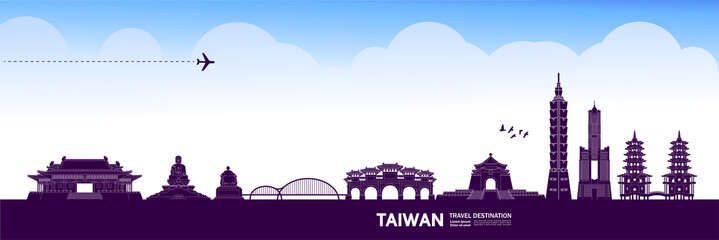 Fototapete - Taiwan travel destination grand vector illustration. 