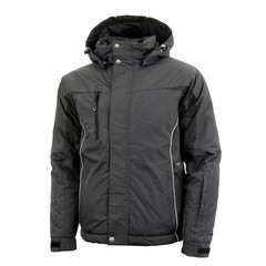 black men's winter jacket isolated on white background
