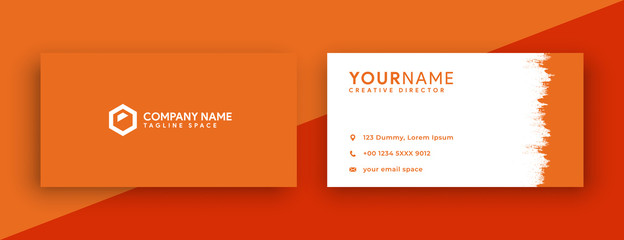 Wall Mural - modern orange peel business card template. double sided business card with new 2020 trend color , orange peel